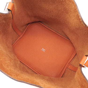 エルメス HERMES ピコタンロック MM 22 オレンジ トリヨンクレマンス ハンドバッグ シルバー金具