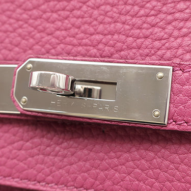 エルメス HERMES バーキン 35 トスカ トゴ ハンドバッグ シルバー金具 赤紫