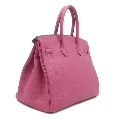 エルメス HERMES バーキン 35 トスカ トゴ ハンドバッグ シルバー金具 赤紫