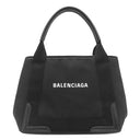 バレンシアガ BALENCIAGA ネイビーカバス S 339933 ブラック キャンバス レザー トートバッグ シルバー金具 黒 ロゴ トート Navy カバ