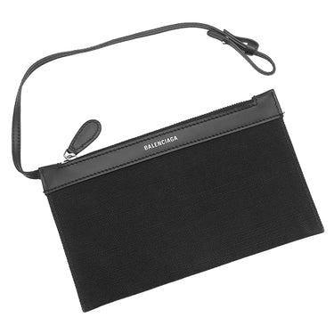 バレンシアガ BALENCIAGA ネイビーカバス S 339933 ブラック キャンバス レザー トートバッグ シルバー金具 黒 ロゴ トート Navy カバ