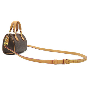 ルイヴィトン LOUIS VUITTON ナノ スピーディ M81085 モノグラム モノグラムキャンバス 2WAYバッグ ゴールド金具 ショルダー ハンドバッグ 茶