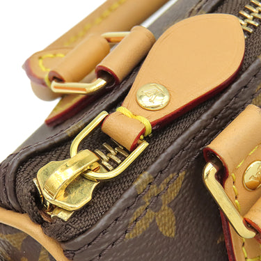 ルイヴィトン LOUIS VUITTON ナノ スピーディ M81085 モノグラム モノグラムキャンバス 2WAYバッグ ゴールド金具 ショルダー ハンドバッグ 茶