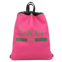 グッチ GUCCI ドローストリング バックパック 494053 ピンク×ブラック カーフ リュック・デイパック ナップサック ロゴプリント