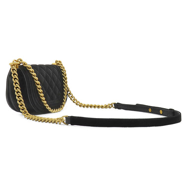 シャネル CHANEL ハーフムーン ブラック ベルベット ショルダーバッグ ゴールド金具 チェーンバッグ
