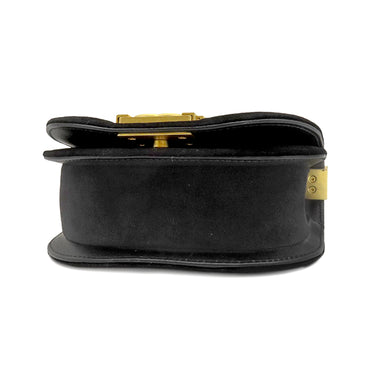 シャネル CHANEL ハーフムーン ブラック ベルベット ショルダーバッグ ゴールド金具 チェーンバッグ