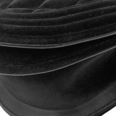 シャネル CHANEL ハーフムーン ブラック ベルベット ショルダーバッグ ゴールド金具 チェーンバッグ