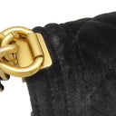 シャネル CHANEL ハーフムーン ブラック ベルベット ショルダーバッグ ゴールド金具 チェーンバッグ