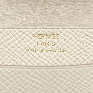 エルメス HERMES ベアンミニ クレ ヴォーエプソン 二つ折り財布 ゴールド金具 オフホワイト コンパクト 2024年製
