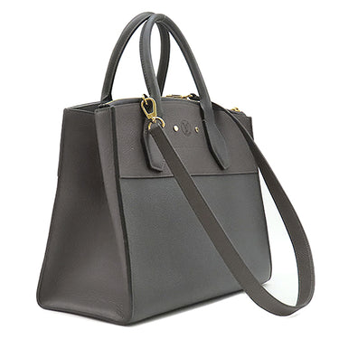 ルイヴィトン LOUIS VUITTON シティ スティーマーMM M51897 グレー×ブラウン レザー 2WAYバッグ ゴールド金具 バイカラー ハンドバッグ ショルダー