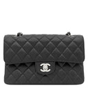 シャネル CHANEL マトラッセ 23 Wチェーン ブラック キャビアスキン ショルダーバッグ シルバー金具 黒 ダブルフラップ