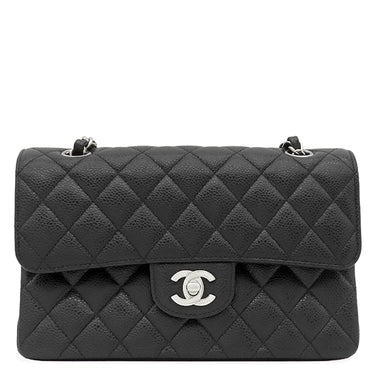 シャネル CHANEL マトラッセ 23 Wチェーン ブラック キャビアスキン ショルダーバッグ シルバー金具 黒 ダブルフラップ