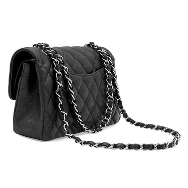 シャネル CHANEL マトラッセ 23 Wチェーン ブラック キャビアスキン ショルダーバッグ シルバー金具 黒 ダブルフラップ