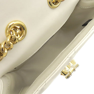 グッチ GUCCI デコ レザー チェーンショルダー 741457 アイボリー レザー 2WAYバッグ ゴールド金具 白 ゴールド×シルバー