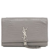 サンローラン SAINT LAURENT ケイト タッセル チェーンショルダー グレー レザー ショルダーバッグ シルバー金具 モノグラム カサンドラ 型押し