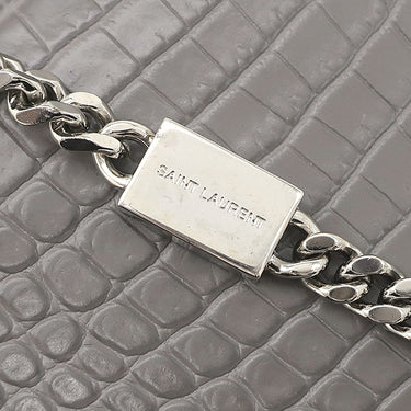 サンローラン SAINT LAURENT ケイト タッセル チェーンショルダー グレー レザー ショルダーバッグ シルバー金具 モノグラム カサンドラ 型押し
