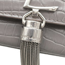 サンローラン SAINT LAURENT ケイト タッセル チェーンショルダー グレー レザー ショルダーバッグ シルバー金具 モノグラム カサンドラ 型押し