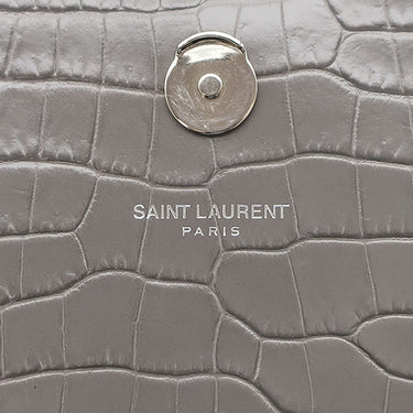 サンローラン SAINT LAURENT ケイト タッセル チェーンショルダー グレー レザー ショルダーバッグ シルバー金具 モノグラム カサンドラ 型押し