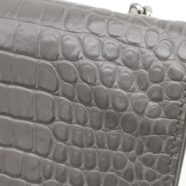 サンローラン SAINT LAURENT ケイト タッセル チェーンショルダー グレー レザー ショルダーバッグ シルバー金具 モノグラム カサンドラ 型押し