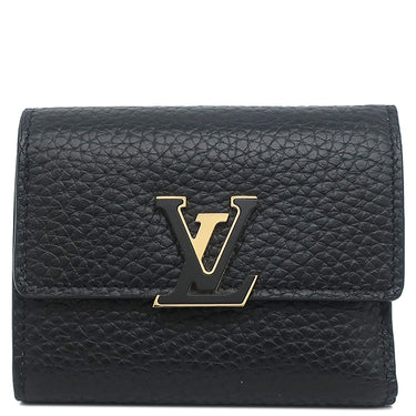 ルイヴィトン LOUIS VUITTON ポルトフォイユ カプシーヌ XS M68587 ノワール レザー トリヨンレザー 三つ折り財布 ゴールド金具 黒 ピンク LVロゴ 小銭入れ