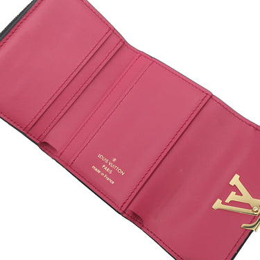 ルイヴィトン LOUIS VUITTON ポルトフォイユ カプシーヌ XS M68587 ノワール レザー トリヨンレザー 三つ折り財布 ゴールド金具 黒 ピンク LVロゴ 小銭入れ