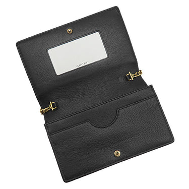 グッチ GUCCI GGマーモント クリスタル チェーンウォレット 499782 ブラック レザー チェーンウォレット ヴィンテージ金具 黒 ダブルG GG クラッチ