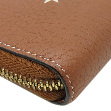 ロエベ LOEWE スターモチーフ ロング ウォレット 199N41CF13 ブラウン グレインカーフレザー 長財布 ゴールド金具 ラウンドファスナー