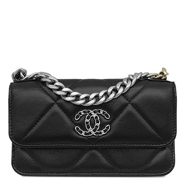 シャネル CHANEL CHANEL19 チェーンクラッチ AP3067 ブラック ラムスキン チェーンウォレット シルバー金具