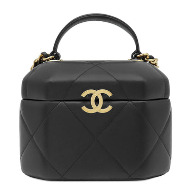 シャネル CHANEL マトラッセ スモール バニティ バッグ ブラック レザー ショルダーバッグ ゴールド金具 黒 ココマーク チェーン