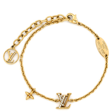 ルイヴィトン LOUIS VUITTON LV アイコニック M00587 ゴールド GP ストラス ブレスレット LVサークル LVイニシャル モノグラムフラワー