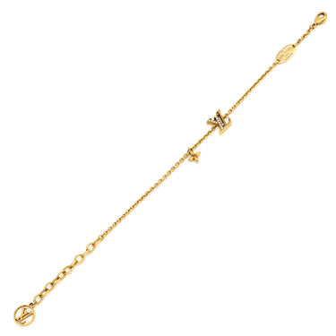 ルイヴィトン LOUIS VUITTON LV アイコニック M00587 ゴールド GP ストラス ブレスレット LVサークル LVイニシャル モノグラムフラワー