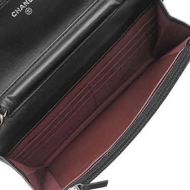 シャネル CHANEL マトラッセ チェーンウォレット AP0250 ブラック ラムスキン チェーンウォレット シルバー金具 黒 ココマーク