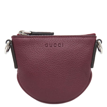 グッチ GUCCI ロゴ マイクロ ショルダー 821831 ボルドー レザー ショルダーバッグ シルバー金具 赤 緑 ウェブストライプ ポシェット ポーチ