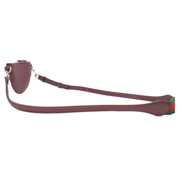 グッチ GUCCI ロゴ マイクロ ショルダー 821831 ボルドー レザー ショルダーバッグ シルバー金具 赤 緑 ウェブストライプ ポシェット ポーチ