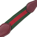 グッチ GUCCI ロゴ マイクロ ショルダー 821831 ボルドー レザー ショルダーバッグ シルバー金具 赤 緑 ウェブストライプ ポシェット ポーチ