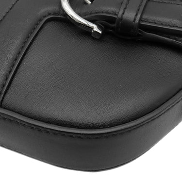サルヴァトーレ・フェラガモ Salvatore Ferragamo ガンチーニ ブラック レザー ショルダーバッグ シルバー金具 肩掛け 黒
