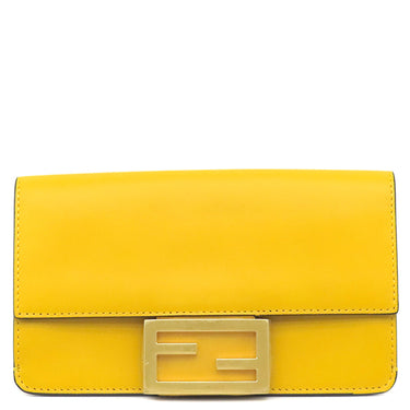フェンディ FENDI フラットバゲットミニ 8BS039 イエロー レザー 2WAYバッグ ゴールド金具 ミニショルダー クラッチ