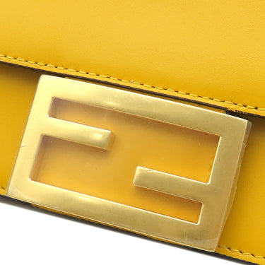 フェンディ FENDI フラットバゲットミニ 8BS039 イエロー レザー 2WAYバッグ ゴールド金具 ミニショルダー クラッチ