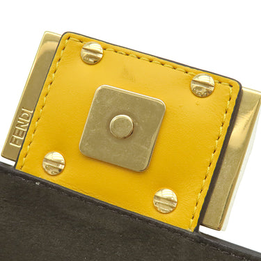 フェンディ FENDI フラットバゲットミニ 8BS039 イエロー レザー 2WAYバッグ ゴールド金具 ミニショルダー クラッチ