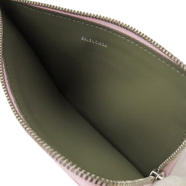 バレンシアガ BALENCIAGA Envelope ロング 7367342AABX5763 ペタルピンク×アーミーグリーン カーフ コインケース マットシルバー金具 エンベロープ フラグメントケース
