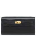 エルメス HERMES ケリーウォレット ロング トゥーゴー ブラック ボックスカーフ 長財布 ゴールド金具 黒