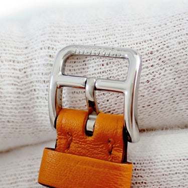 エルメス HERMES 純正 レザーバンド オレンジ レザー ステンレススチール 腕時計パーツ 未使用 替え スペア 交換 ベルト 本革 13mm オレンジ SS 尾錠 バネ棒