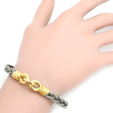 フレッド FRED フォース10 シルバー×イエローゴールド K18YG ステンレススチール ブレスレット Au750 18K YG 旧型 ヴィンテージ