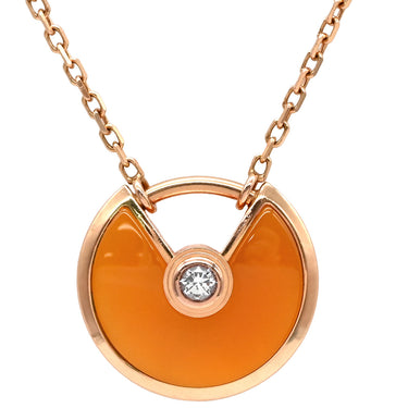 カルティエ Cartier アミュレット ドゥ カルティエ XS オレンジ×ピンクゴールド K18PG ダイヤモンド カーネリアン ネックレス PG Au750 18K ダイヤ カーネリアン タリスマン