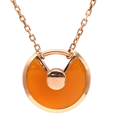 カルティエ Cartier アミュレット ドゥ カルティエ XS オレンジ×ピンクゴールド K18PG ダイヤモンド カーネリアン ネックレス PG Au750 18K ダイヤ カーネリアン タリスマン