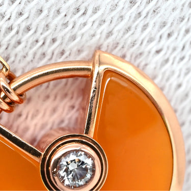 カルティエ Cartier アミュレット ドゥ カルティエ XS オレンジ×ピンクゴールド K18PG ダイヤモンド カーネリアン ネックレス PG Au750 18K ダイヤ カーネリアン タリスマン