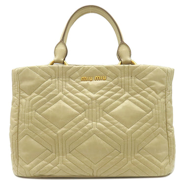 ミュウミュウ MIU MIU ヴィッテロ シャイン トート RN0928 ベージュ レザー 2WAYバッグ ゴールド金具 ハンドバッグ ショルダー