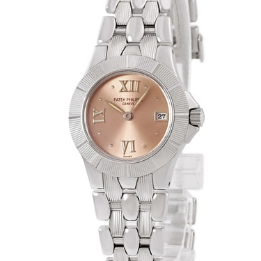 腕時計 パテックフィリップ PATEK PHILIPPE ネプチューン 4880/1A-001 クオーツ レディース サーモン ピンク デイト ローマン ドット