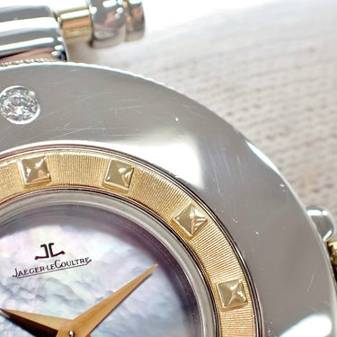 腕時計 ジャガールクルト JAEGER LECOULTRE ランデヴー 421.5.09 クオーツ レディース 純正ダイヤ ブルー シェル 回転ベゼル ランデブー