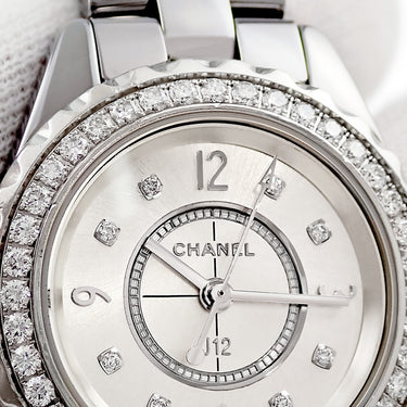 腕時計 シャネル CHANEL J12 クロマティック H3402 クオーツ レディース 純正ダイヤ チタンセラミック シルバー サンレイ
